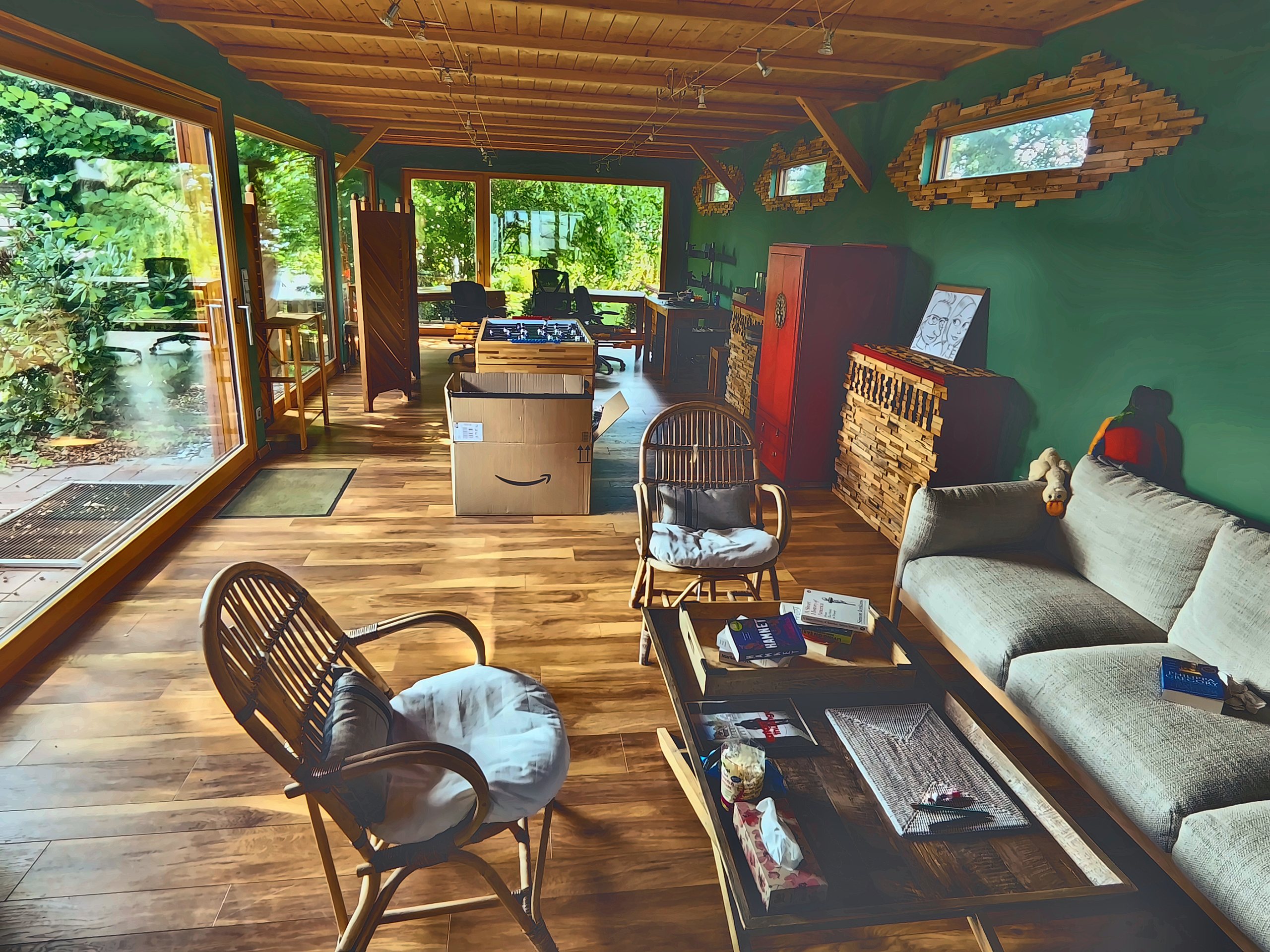 senzig kruepelsee 12 lounge mit holzdecke zum garten